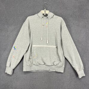 Nike Sweatshirt Mens Medium Gray Standard Issue‎ Center Swoosh Embroider Hoodie
